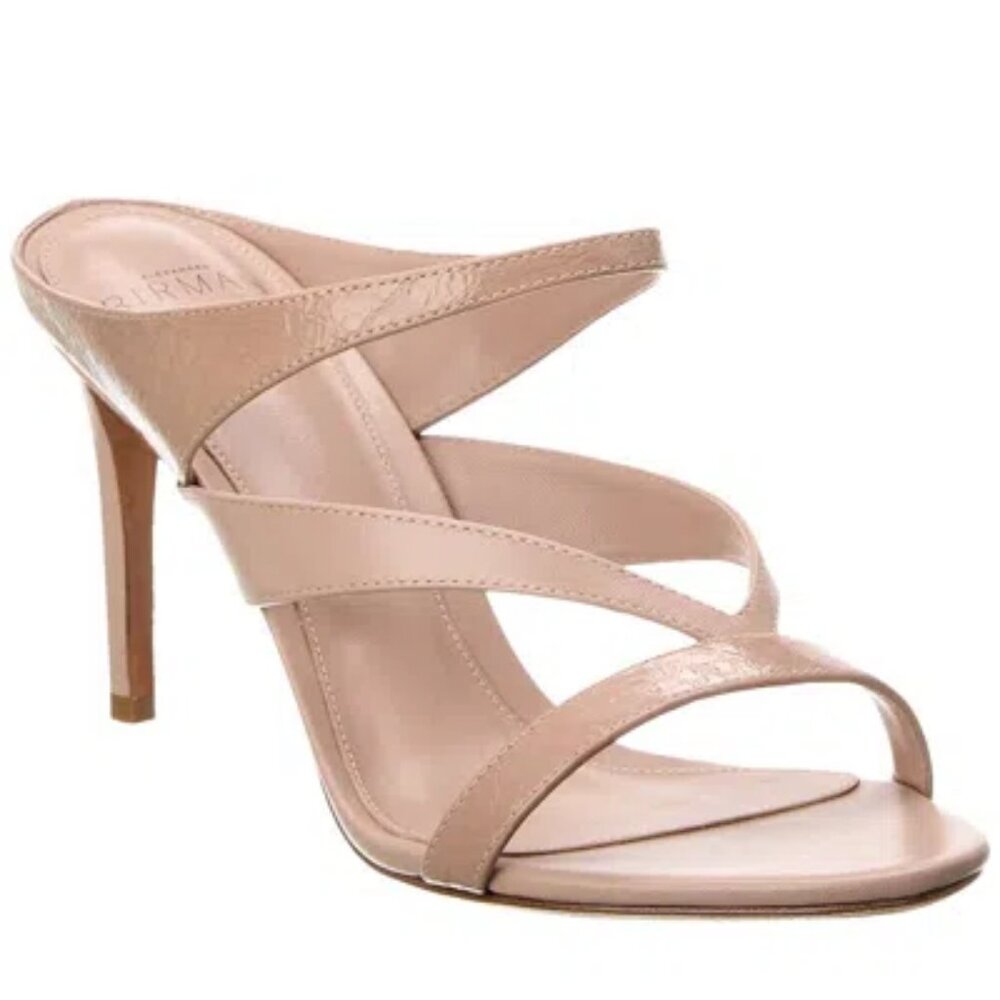 NIB$525 ALEXANDRE BIRMAN Sophie 85 Mixed Leather Slip-On Mule Sandals 37.5 7.5